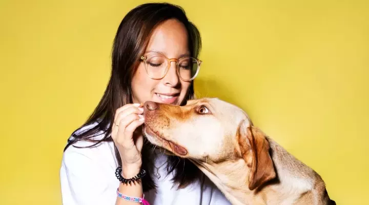 woman with her dog
