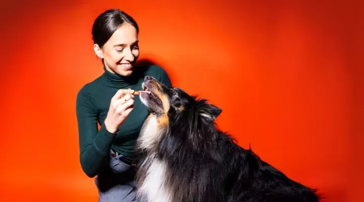 woman with a dog